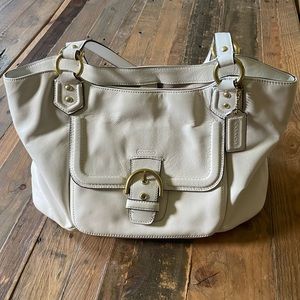 Coach handbag, white, two handles. Beautiful! Multiple compartments.